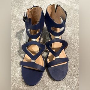 NEW/Unworn- XOXO Footwear- Navy Wedge Sandals - size 7.5